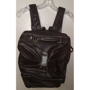 Frye Leather Medium Chocolate Brown Drawstring Closure Backpack With Bronze Acc.